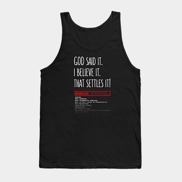 GOD SAID IT - WARNING Tank Top by King Arthur's Closet